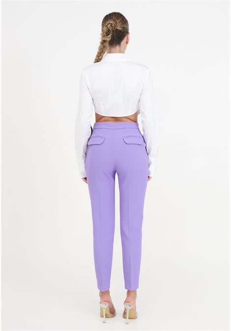 Purple women's trousers with metal detail and logo ELISABETTA FRANCHI | PA02741E2AS6